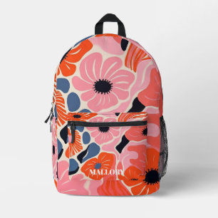 Funky Floral Pink und Orange Bedruckter Rucksack