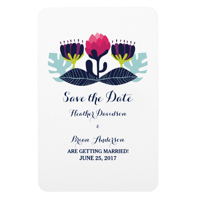 Funky Floral Save the Date Flexi Magnet (Vertikal)