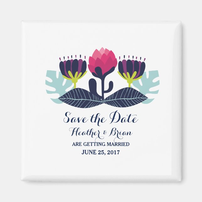 Funky Floral Save the Date Magnet (Vorne)