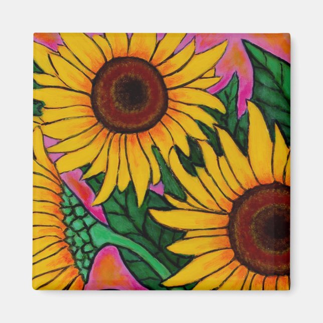 Funky Floral Sunflower Magnet (Vorne)