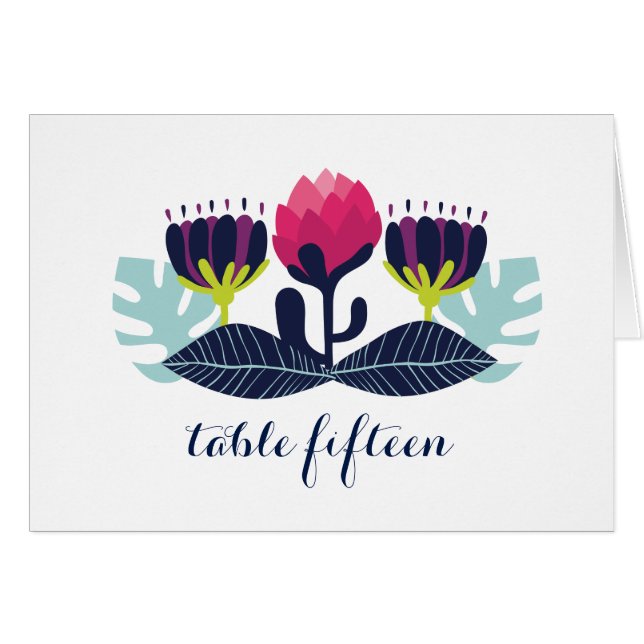 Funky Floral Tischnummer Card (Vorderseite (Horizontal))