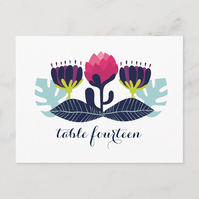 Funky Floral Tischnummer Postcard (Vorderseite)