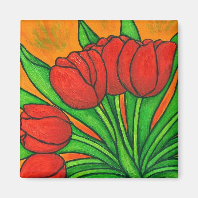 Funky Floral Tulip Magnet (Vorne)