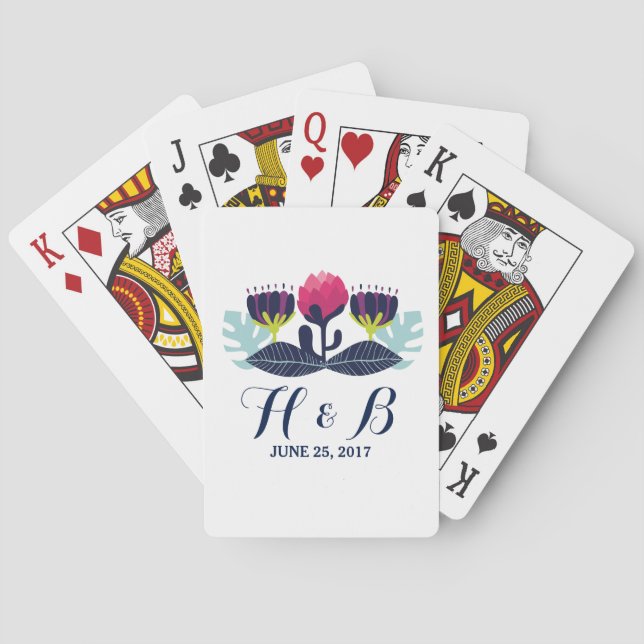 Funky Floral Wedding Cards Spielkarten (Rückseite)