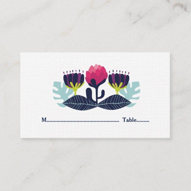 Funky Floral Wedding Platzkarten (Vorderseite)