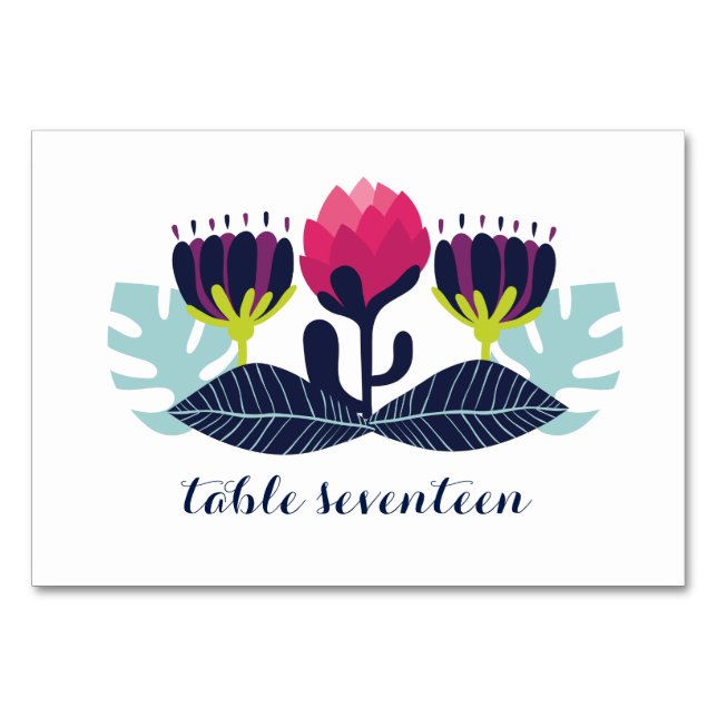 Funky Floral Wedding Table Card Tischnummer (Vorderseite)