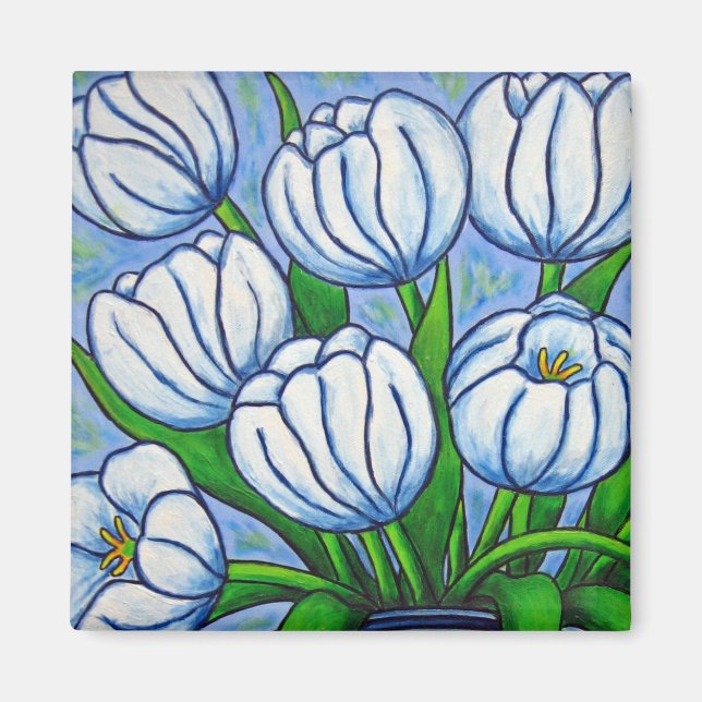 Funky Floral - White Tulip Magnet (Vorne)