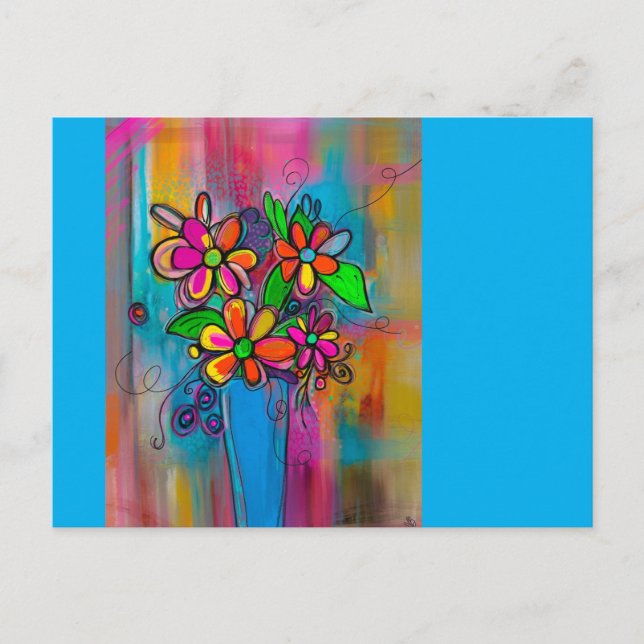 Funky Flowers Postkarte (Vorderseite)