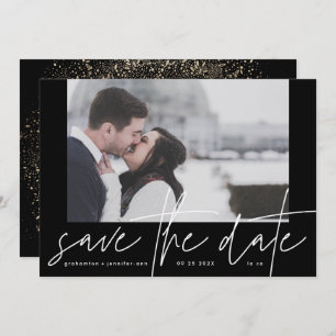 Funky Foto Frame Lässig Onyx Black Elegant Moderns Save The Date