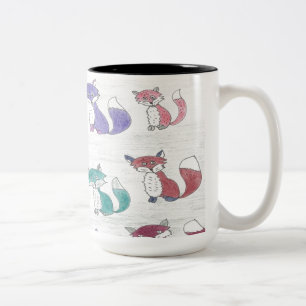 Funky Foxes Pattern Zweifarbige Tasse