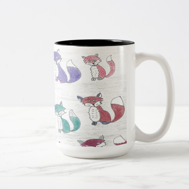 Funky Foxes Pattern Zweifarbige Tasse (Rechts)
