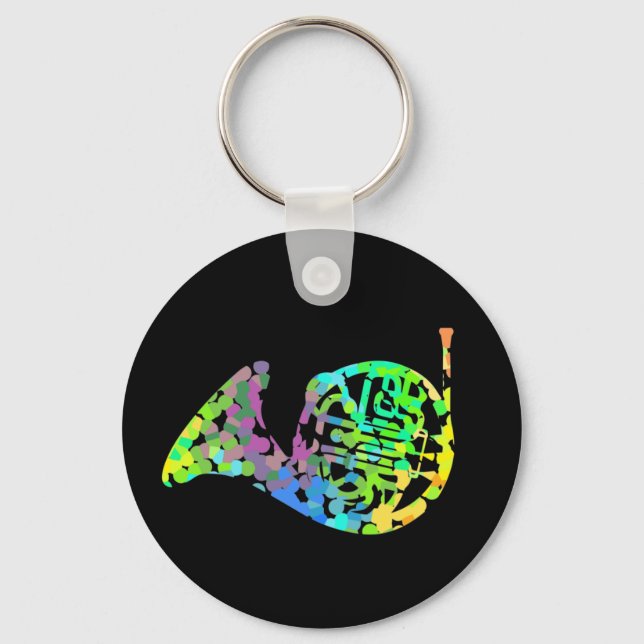 Funky French Horn T - Shirt Throw Keuchkissen Magn Schlüsselanhänger (Vorderseite)