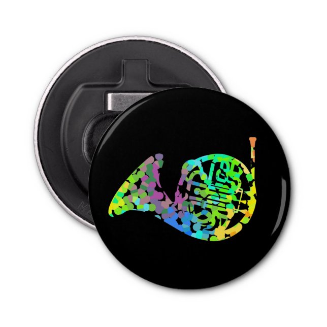 Funky French Horn T - Shirt Throw Kissenmagnet-Key Flaschenöffner (Vorderseite)