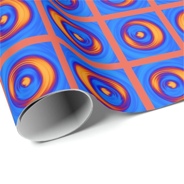 Funky fröhliches Orange- und Blue Dot-Muster Geschenkpapier (Rolleneckpunkt)