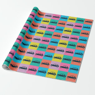 Funky Fun Checkerboard Mini Cooper Geschenkpapier