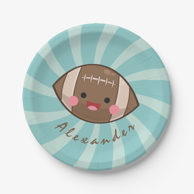 Funky Fun Football Kawaii Personalisiert Kids Part Pappteller (Vorderseite)