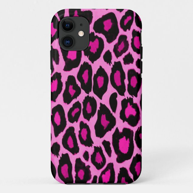 Funky Fun Hot Pink Black Leopard Print Phone Case (Rückseite)