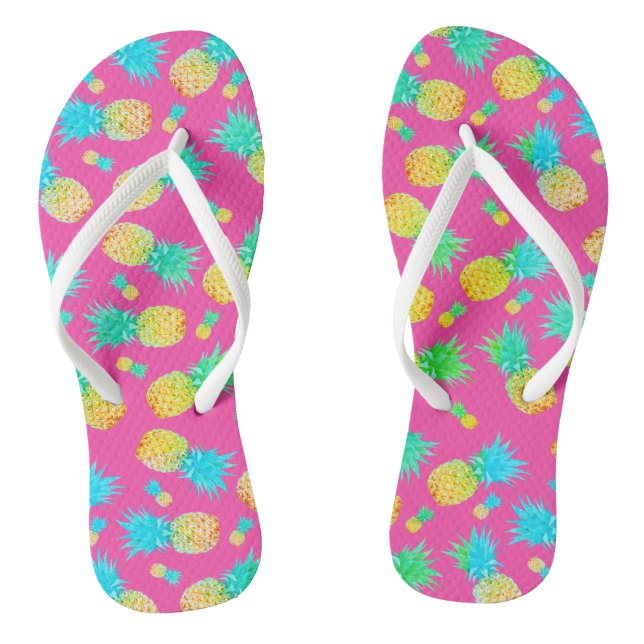 Funky Fun Pineappprint | farbenfroher Sommer Flip Flops (Fußbett)