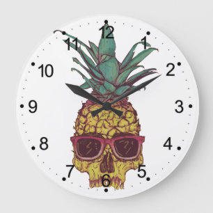 Funky Geek Cool Pineapple Punk Design Große Wanduhr