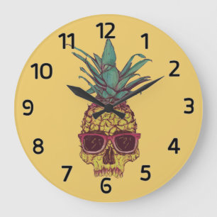 Funky Geek-cooles Ananas-Punk Große Wanduhr