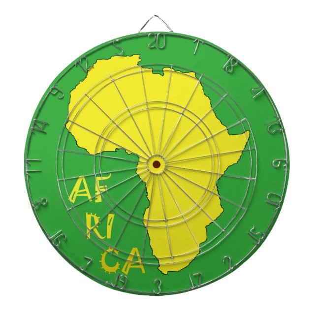 Funky gelbe Afrika-Karte Dartscheibe (vorne)