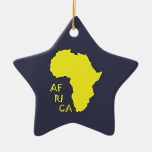Funky gelbe Afrika-Karte Keramik Ornament
