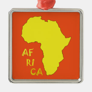 Funky gelbe Afrika-Karte Silbernes Ornament