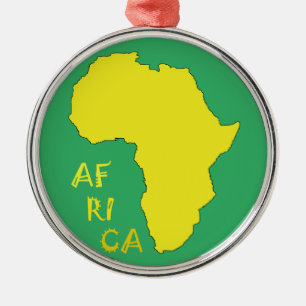 Funky gelbe Afrika-Karte Silbernes Ornament
