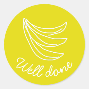 Funky gelbe glückliche Banane gut gelungen Unterri Runder Aufkleber