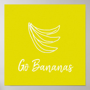 Funky Gelbe Happy Banane Poster
