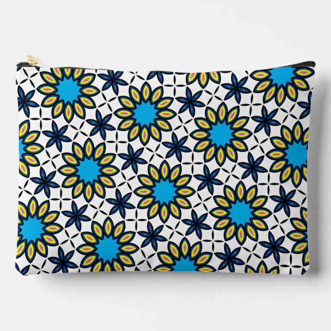 Funky Geometric Daisy Pattern Zubehörtasche (Vorderseite)