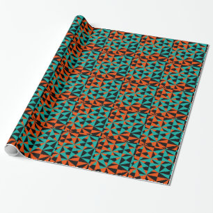Funky Geometric Orange Aquamarines, feines Muster Geschenkpapier