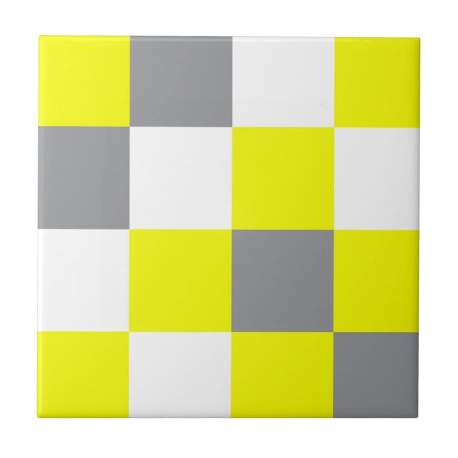 Funky Geometry Abstrakt Art Yellow Grey White Fliese (Vorderseite)