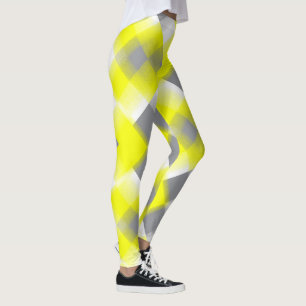 Funky Geometry Abstrakt Art Yellow Grey White Leggings