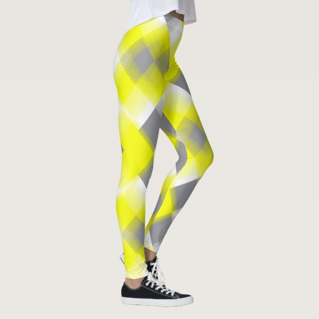Funky Geometry Abstrakt Art Yellow Grey White Leggings (Rechts)
