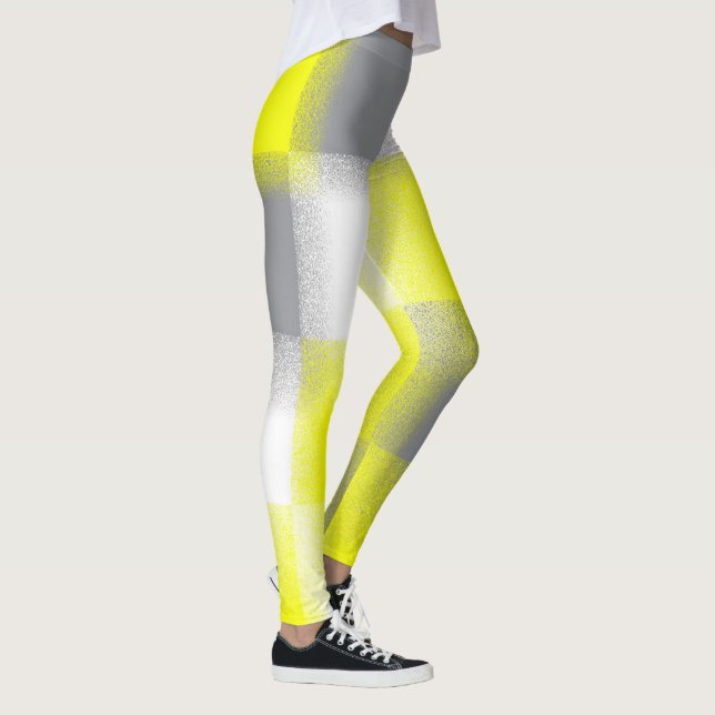Funky Geometry Abstrakt Art Yellow Grey White Leggings (Rechts)