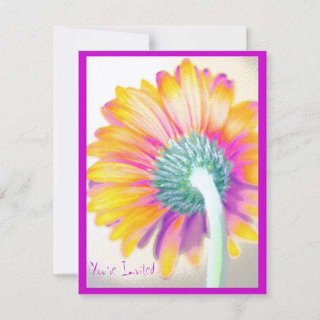 Funky Gerbera Einladung (Vorderseite)