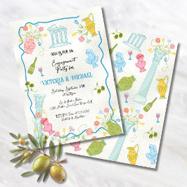 Funky Gezeichnet italienisches Party Griechisch-Mi Einladung