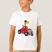 Funky Giraffe Driving Red Convertible