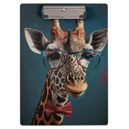 Funky Giraffe Hipster Funny Animal Portraits Klemmbrett