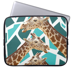 Funky Giraffe Print Aquamarin Blue Wild Animal Pat Laptopschutzhülle