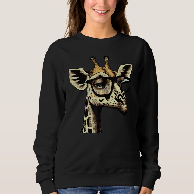 Funky Giraffe with Attitude and Glasses Stylish Fu Sweatshirt (Vorderseite)