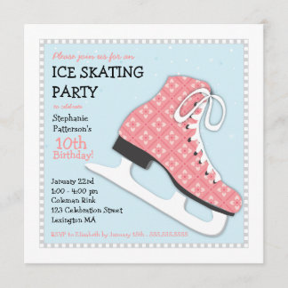 Funky Girl Ice Skaten Geburtstagsparty Einladung