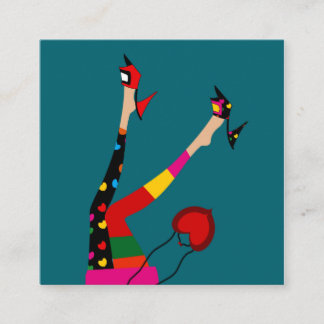 Funky Girl mit bunten Strümpfen Quadratische Visitenkarte