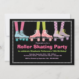 Funky Girls Roller Skaten Birthday Party Einladung