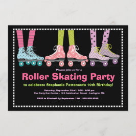 Funky Girls Roller Skaten Birthday Party Einladung