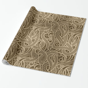 Funky Gold Abstract Paisley Muster Geschenkpapier