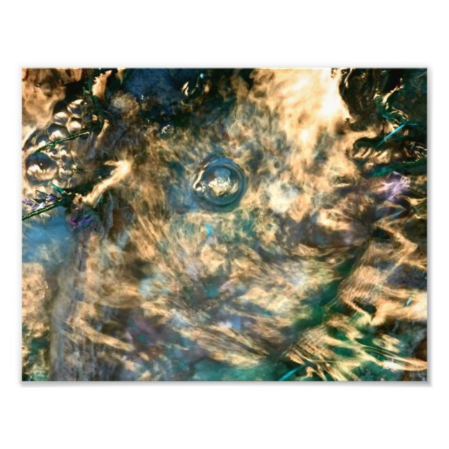 Funky Gold Abstraktes, farbiges Wasser Fotodruck (Vorne)