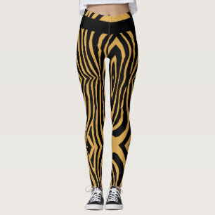FUNKY GOLD & BLACK TIERDRUCKSTREIFPATTER LEGGINGS