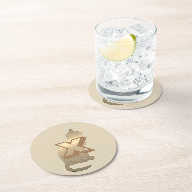 Funky Gold Cat Untersetzer (Vor Ort)